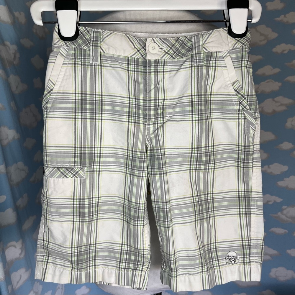 Tony Hawk Youth Plaid Shorts White and Gray Size 8‎